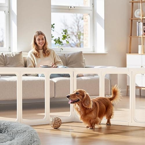 Gardner Pet Clear Acrylic Dog Playpen, 24" H 10 Planes Transparent Dog Fence Indoor, Sturdy Pet Pen for Puppy/Small Dog/Rabbit/Cat/Pig, Easy Assemble & Cleaning Plastic Whelping Box Enclosure, White thumbnail 9