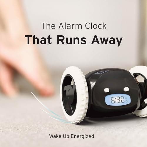 CLOCKY Extra Loud Alarm Clock for Heavy Sleepers on Wheels Rolls Runs Away Vibrating, Easy to Set Super Smart Snooze Digital Bed Shaker Alarm Clock Funny Gift for Adults Kids Teens Bedrooms (Black) thumbnail 8