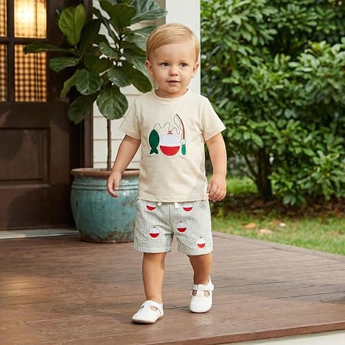Kaipiclos Baby Boys Clothes Toddler Summer Outfits Short Sleeve Duck Print Pocket T-Shirt Tops and Shorts Farm Baby Clothes thumbnail 3