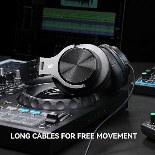 OneOdio A71D Wired Over-Ear Headphones, Studio Monitor Headsets, Hi-Res DJ Stereo Headphone with Foldable Design, 3.5/6.35MM Plug for AMP Recording Podcast Mixing PC Guitar - Black thumbnail 3