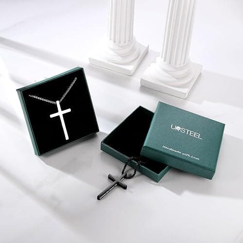 Ursteel 2 Pcs Black Silver Cross Necklace for Men - Inspirational Bible Verse Cross Chain for Men Stainless Steel Cross Pendant for Men Teen Boys Christian Gifts Christmas Gifts Stocking Stuffers thumbnail 8