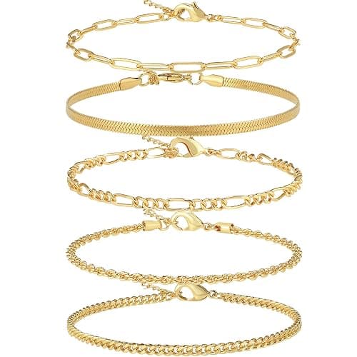 AOZEL Gold/Silver Plated Anklet Bracelets for Women Waterproof Plus Size Cuban Link Chain Ankle Bracelet for Large Ankle 9-12inch - Image 1