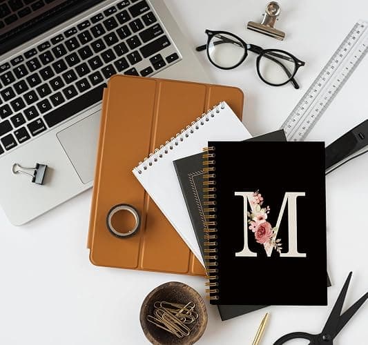 OXW Personalized Black Initial Letter M Notebook, Custom Notebook for School, Custom Gifts, Personalized Monogrammed Gifts for Women, Customized Notebook, Hardcover Spiral Notebook 5.5 x 8.3 thumbnail 5