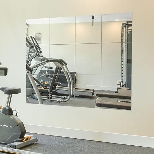 Ruomeng Home Gym Mirrors 12 Inch x 12Pcs Wall Mounted Mirror Glass Frameless Full Length Mirror Tiles for Home Gym, Bedroom, Door & Bathroom - Image 1