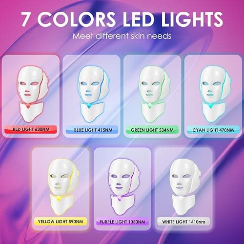 Red-Light-Therapy-for-Face, 7-1 Colors Led Face Mask Light Therapy, Facial Skin Care Mask, Birthday, Christmas, Mothers Day, Valentines Day Gifts for Her Women Mom Best Friend Wife Teacher (White) thumbnail 3