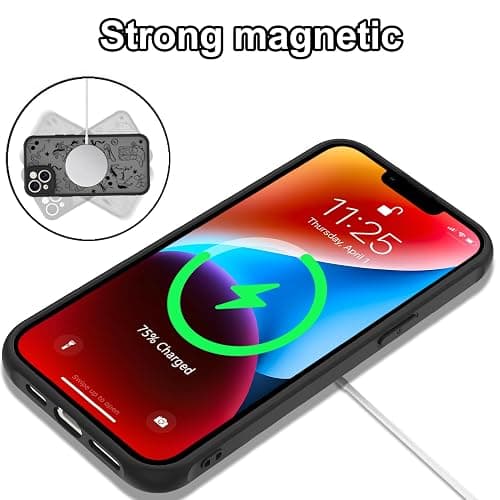 MOWIME Magnetic for iPhone 14 case [Compatible with MagSafe] Cute Western Cowboy Floral Translucent Matte Hard Back Shockproof Anti-Scratch Phone Case-Black thumbnail 5