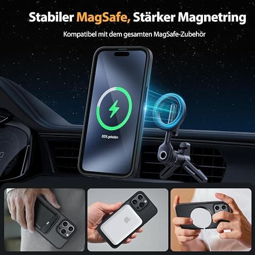 Miracase für iPhone 15 Pro Max Hülle für MagSafe [mit 2 Schutzglas] [TOP Militärschutz & Magnetkraft] Stoßfest Kratzfest mit Samtiger Haptik Handyhülle für iPhone 15 Pro Max 6,7 Zoll, Matt-Schwarz thumbnail 3