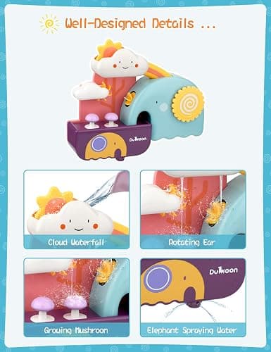 TI-TOO Baby Bath Toys, Fun Simple Physics Educational Bathtub Water Toy, Bath Time Fun Splash Toys for 1, 2, 3+ Year Old Boys Girls Toddlers, Safe Colorful Skin Friendly Waterwheel Bathing Toy thumbnail 3