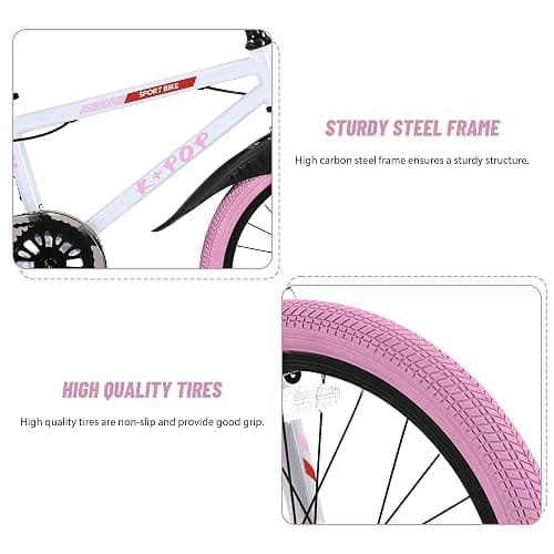 BGGFNZ 20 Inch Kids Bike BMX Style Bike, Girls Boys Bikes Ages 8-12, Single Speed Kids Bicycle for Boys Girls, Lightweight Boys Bike with Adjustable Seat, Multiple Colors thumbnail 5