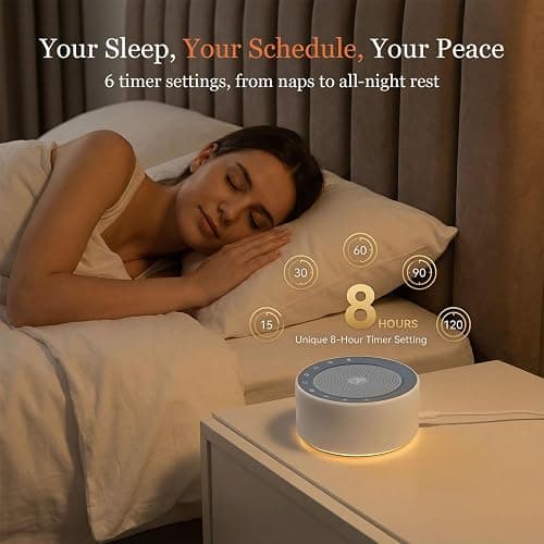 Kipcush White Noise Machine with Night Light – Nursery Sound Machine with Soft Non-Glare Lamp, 30 Soothing Sounds, 8 Color Lights, Up to 8-Hour Timer for Baby & Adults thumbnail 3