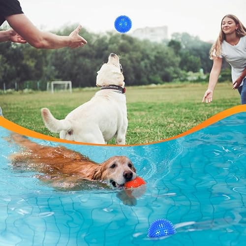petizer 6 Pack 2.5” Squeaky Dog Toy Balls, Floating Dogs Pool Balls, Spiky Dog Balls, Durable Interactive Fetch Toys for Puppy, Dog Chew Toys for Teething (2.5", Small Dog) thumbnail 7