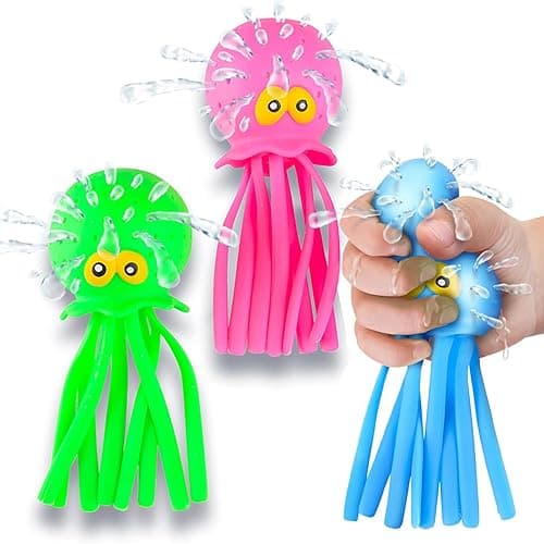 ArtCreativity Octopus Water Balls, Set of 3, Rubber Kids’ Bath Toys, Sensory Stress Relief Pool Toys for Kids, Cute Goodie Bag Fillers for Boys and Girls, Pink, Blue and Green - 3 Pack - Image 1