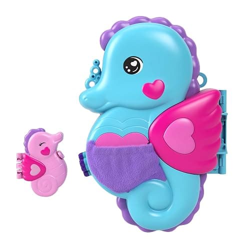 Polly Pocket Dolls & Playset with Pets & 13 Accessories, 2-in-1 Daddy & Me Seahorse Wearable Purse & Animal Toy, Starring Shani (Amazon Exclusive) thumbnail 4
