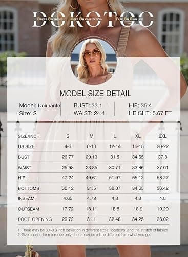 Dokotoo Women's Summer Casual Smocked Rompers Square Neck Sleeveless Loose Shorts Jumpsuits 2026 Beach Vacation Outfits thumbnail 5