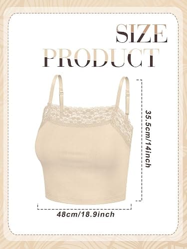 Bencailor 6 Pcs Women's Lace Camisole Spaghetti Strap Bralettes Crop Tops Half Cami Bandeau Tank thumbnail 3