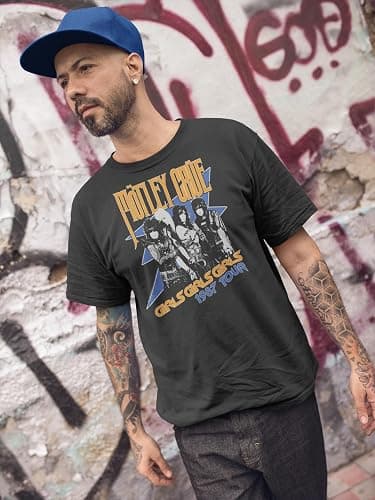 Motley Crue Rock Band Girls '87 Tour Mens Short Sleeve T Shirt 80s Vintage Style Graphic Tee thumbnail 3