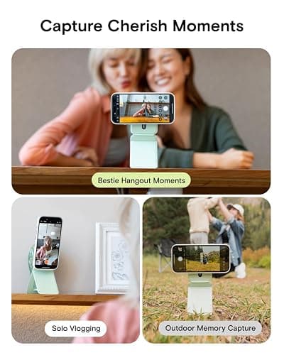 MOFT Phone Stand, Magnetic Phone Tripod Stand Stain-Resistant MOVAS Leather & Angle Adjustment & Strong Magnets Tripod for iPhone 17/16/15/14/13/12 (Included Metal Ring)-Peppermint thumbnail 4