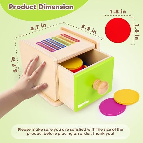 Montessori Toys for 1-3 Year Old: Color Sorting Wooden Drawer Box Toy for Toddlers, Object Permanence and Fine Motor Sensory Toy, 12-18 Months Busy Board Matching Game for Baby Boys and Girls Gifts thumbnail 3