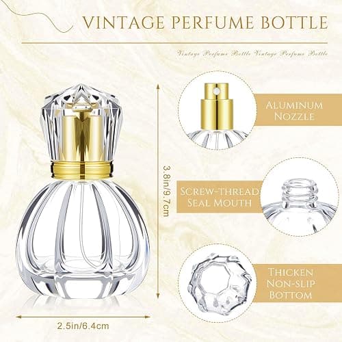 Teenyyou 12 Pack 50ml/1.7oz Pumpkin Shape Portable Retro Perfume Spray Bottle Empty Glass Refillable Perfume Atomizer Pumpkin Shape Antique Bottles with Refill Tool for Travel Home Decor(Gold) thumbnail 3
