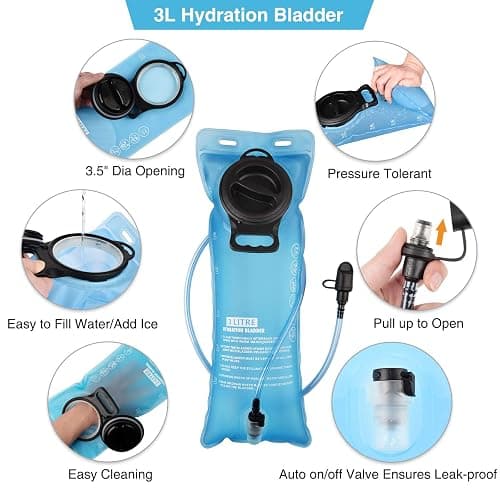 NOOLA Hydration Backpack with 3L TPU Water Bladder, Tactical Molle Water Backpack for Men Women, Hydration Pack for Hiking, Biking, Running and Climbing thumbnail 2