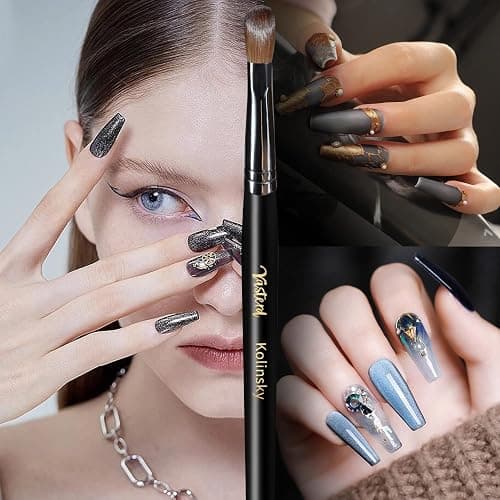 Yasterd Acrylic Nail Brushes - Kolinsky Size 16 Oval Crimped Shaped Brush for Acrylic Application, Black Wood Handle Professional Nail Art Powder Brush Manicure Tool thumbnail 6