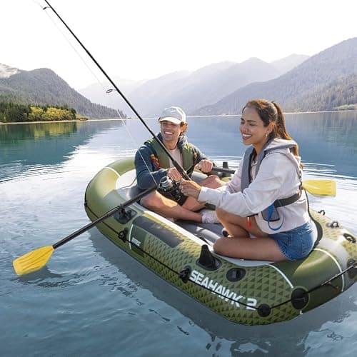 INTEX Seahawk Inflatable Boat Series: Includes Boat Oars and High-Output Pump - Fishing Rod Holders - Gear Pouch thumbnail 2