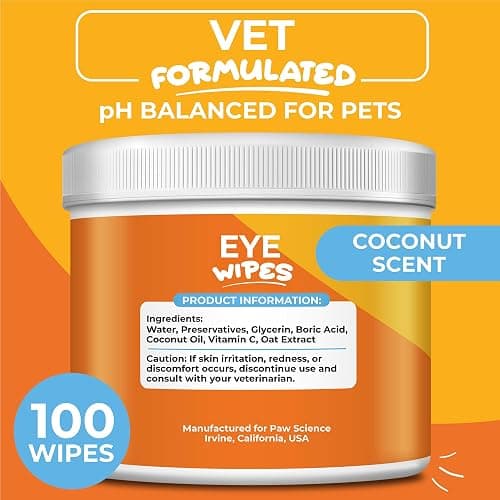 Paw Science Dog Eye Wipes - Hypoallergenic Eye & Face Wipes for Dogs, Cats, & Puppy - Pet Tear Stain Remover & Cleaner - Gently Cleans & Removes Discharge, Crust, & Gunk (Coconut) thumbnail 4