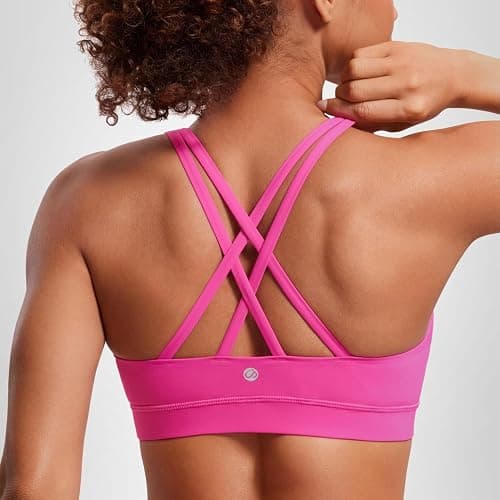 CRZ YOGA Naked Feeling Strappy Padded Sports Bras for Women - Fitness Workout Top Criss Cross Back Yoga Cami thumbnail 8