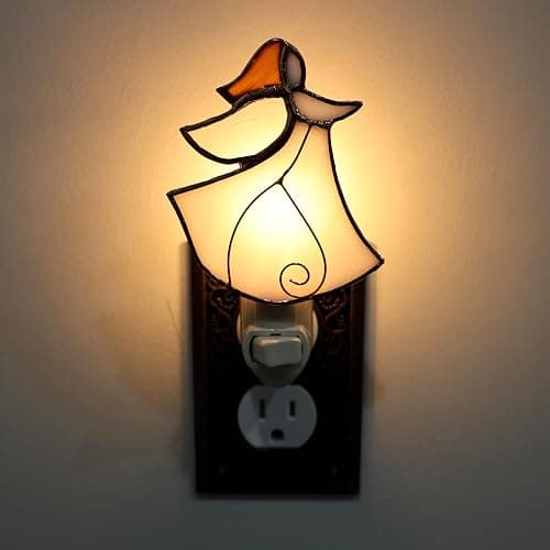Gift Essentials Angel Plug in Night Light - Stained Glass Nightlight with On/Off Rocker Switch - Includes One 4 Watt Replaceable Incandescent Warm Glow Bulb thumbnail 5