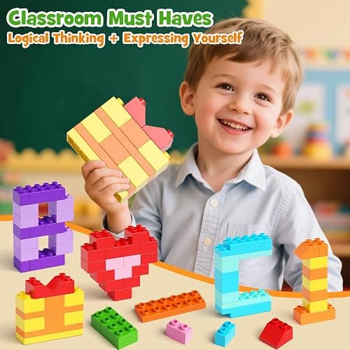 97PCS Building Blocks Set with Storage Box & Base Plate - STEM Educational Toys for Toddlers, Kids Ages 3+, Compatible with Major Large Particle Building Block thumbnail 6