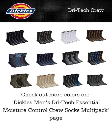 Dickies Men's Dri-tech Original Moisture Control Crew Socks, Available in M-xxl (6, 12, 18 Pairs) thumbnail 5