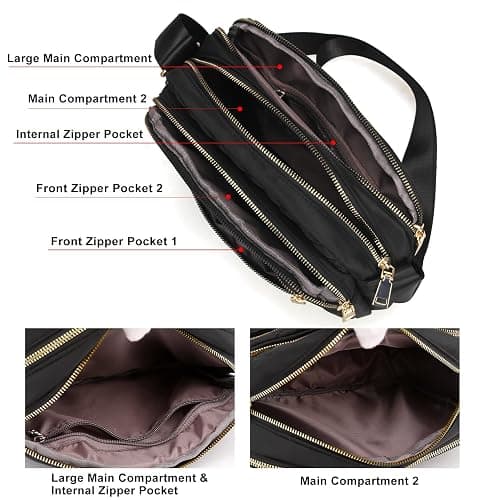 Medium Nylon Crossbody Bags for Women Trendy Crossbody Purses Travel Large Cross Body Bag Quilted Purse thumbnail 3