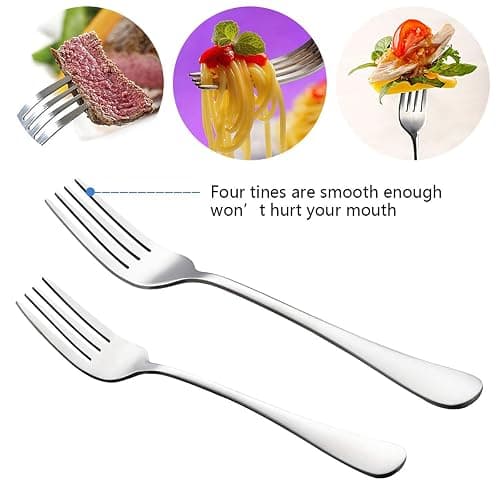 Silverware Set Service for 2, E-far 10-Piece Stainless Steel Flatware Set Cutlery Sets, Include Knife/Fork/Spoon, Simple & Classic Design, Easy Clean & Dishwasher Safe thumbnail 3