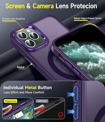 LeYi for iPhone-11-Pro Case Purple with Screen Protector X2 + Camera Cover X2[ MagSafe Compatible] Magnetic iPhone 11procase Military-Grade Protective Cases for iPhone 11Pro i Phone 11 Pro, Purple thumbnail 8
