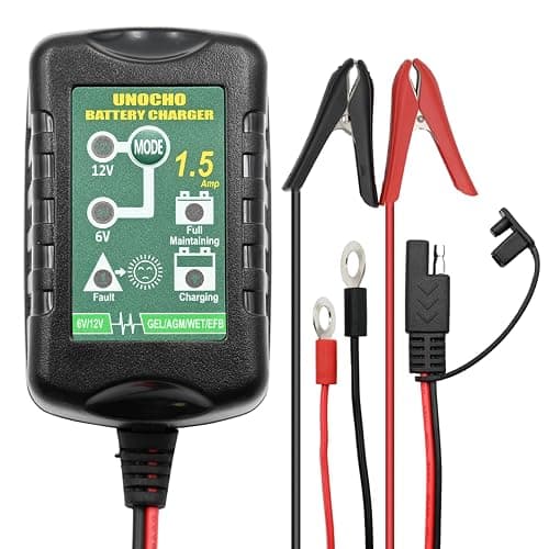 6V 12V Battery Charger 1.5A Automatic Battery maintainer trickle Battery Charger Smart Float Charger for auto car Motorcycle Lawn Mower Boat Motorcycle Snowmobile - Image 1