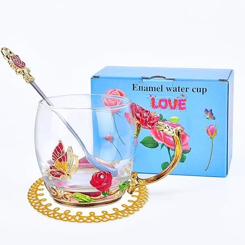 OEAGO Gifts for Mom Women Stocking Stuffers for Women Christmas Glass Coffee Enamels Mug Valentines Gifts for Her Girlfriend Wife Best Birthday Valentine's Mothers Day from Daughter Son Tea Cup thumbnail 8