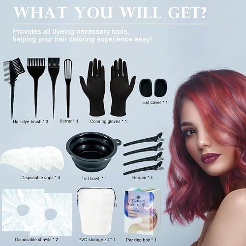 Svjetiq 21Pcs Hair Dye Kit Professional Hair Coloring Products with Hair Dye Brush, 350ml Hair Color Bowl, Hair Clips, Applicator, Earcover for Salon Bleaching & Hair Coloring at Home thumbnail 7