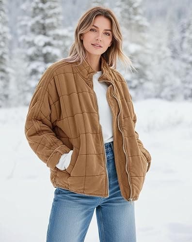 SAUKOLE Womens Winter Dolman Long Sleeve Full-Zip Quilted Jacket Coat Warm Outerwear thumbnail 3