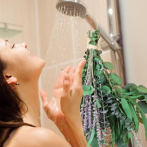 52 PCS Mix Dried Eucalyptus & Lavender Flowers Bundles for Shower, 17'' Natural Real Hanging Silver Dollar Eucalyptus Leaves Stems, Fragrance Fresh Plants Home Bathroom Decor (52pcs) thumbnail 3