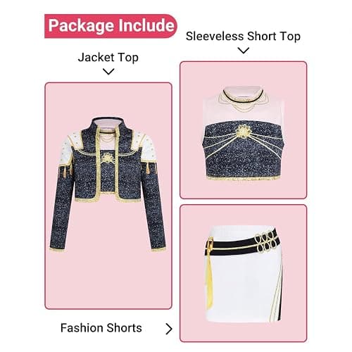 Générique K Pop Demon Cosplay Enfants Deguisement Rumi K-Pop pour Filles Costume de Performance Pop Singers Déguisement Complet pour Halloween Fête thumbnail 6