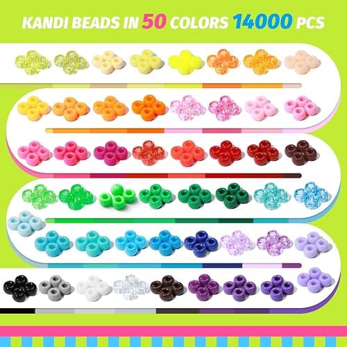 Simetufy 14000Pcs Pony Beads Bulk, 50 Colors 6x9MM Kandi Beads for Hair Braiding Bracelet Making Jewelry Key Chains DIY Crafts Gifts (8LB, Shock Resistant Package) thumbnail 4