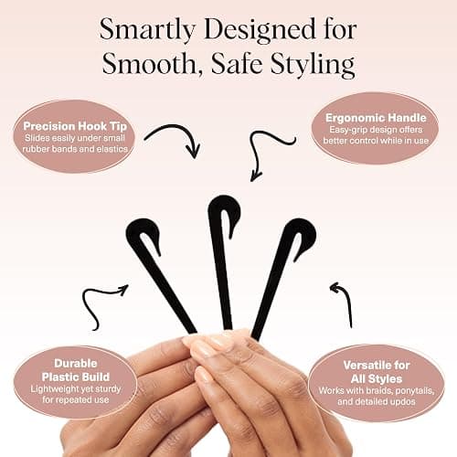 Kitsch Hair Tie Cutter – Easy To Use, Pain Free Rubber Band Cutter for Hair Kids, Baby & Toddler Girls | Ideal Gifts for Women – Black, 3pc Set thumbnail 4