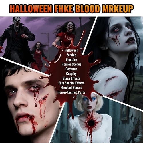 BOBISUKA Realistic Fake Blood Spray, Washable SFX Makeup Blood (Dark,50ml) | Adjustable Spray Creates Realistic Splatter or Dripping Effects. Washes Off Easily for Halloween Cosplay, Vampire and Zombie thumbnail 4