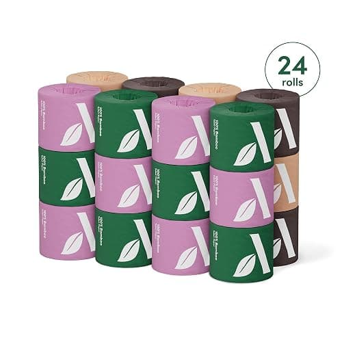 Amazon Aware Bamboo 3-Ply Toilet Paper, Unscented, 24 Rolls, FSC Certified, 350 Sheets, 8400 Count, Pack of 24, Plastic-Free thumbnail 6