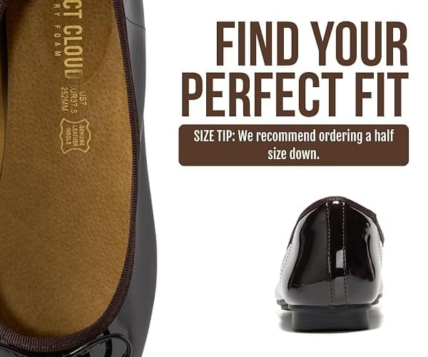 Project Cloud Ballet Flats for Women - Non-Slip Womens Flats | Durable Genuine Leather Insole and Lightweight Design with Comfortable Memory Foam Flats for Everyday Wear thumbnail 5