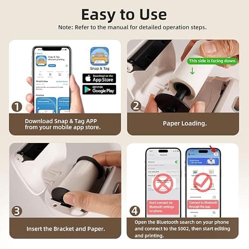 ORGSTA S002 Etichettatrice Bluetooth Portatile Mini Autoadesive Stampante Etichette Adesive 300 Dpi per Ufficio, Scuola, negozio Compatibile con iOS e Android Giocattolo Regalo di Compleanno e Natale thumbnail 8