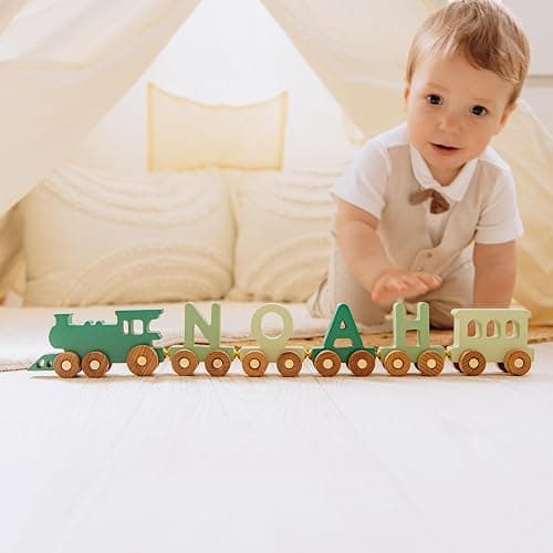 Personalized Wooden Name Alphabet Train with Name Letters Educational Toys Unique 1st Birthady Gift Easter Present thumbnail 4