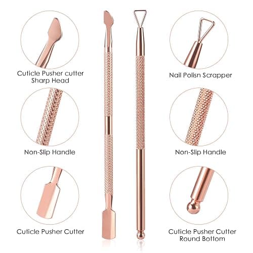 Cuticle Trimmer with Cuticle Pusher and Cutter,YINYIN Cuticle Remover Cutter Nipper Clippers Durable Pedicure Manicure Tools for Fingernails and Toenails(D501-RoseGold)… thumbnail 3