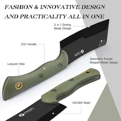 5.5 Inch Butcher Knife, 2-in-1 Chef & Meat Cleaver Knife with Sheath, Multipurpose Full Tang G10 Handle Kitchen Knives for Bone Chopping, 14C28N High Carbon Stainless Steel for Home and Outdoor thumbnail 6