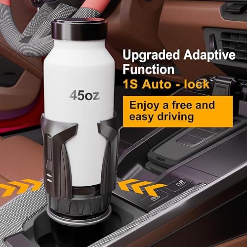 Automatic Car Cup Holder Expander, Large Water Bottles Holder for Yeti, Hydro Flask, Nalgene, Stanley, Owala 24/32/45/50 oz Travel Tumbler & Mug, Adjustable Car Cup Insert Accessories (CH03, 1PACK) thumbnail 2